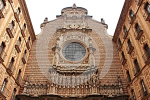 View of one of the main building of Santa Maria de Montserrat Abbey, Catalonia, Spain