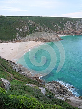 View of one of the most beautiful bays in Cornwall near Porthcurno