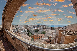 View of one part from the old town of Palma, from the terrace of the Cathedral of Santa Maria of Palma, Mallorca, Spain