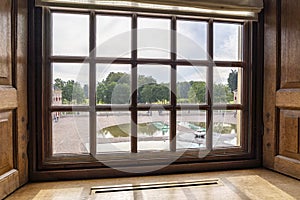 View from one of the rooms of the entrance to Paleis Het Loo in Apeldoorn, the Netherlands photo