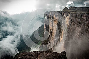 View of one of the walls of the Tepuy Roraima, Venezuela photo
