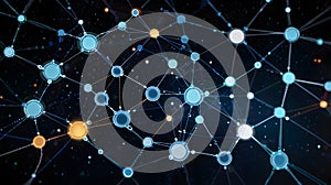 View a onnected network of smart devices displayed as digital dots in space