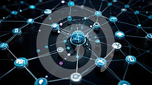 View a onnected network of smart devices displayed as digital dots in space