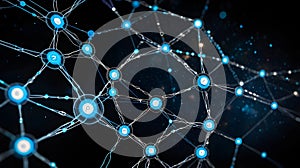 View a onnected network of smart devices displayed as digital dots in space