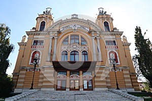 View onto the front of Cluj-Napocas famous Lucian Blaga National Theatre