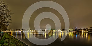 Panoramic View of Christmas Skyline of Hamburg photo