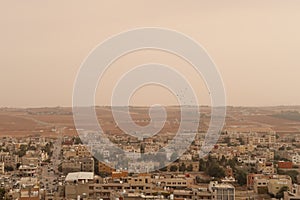 View onto Madaba from the bell tower of the St John the Baptist Church, Madaba, Jordan