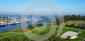 View onto marina of Muiden, Holland