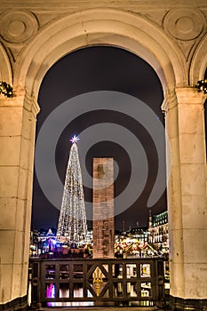 View onto Nostalgic Christmas Market Hamburg