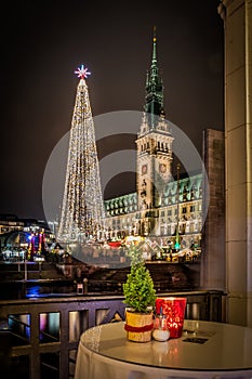 View onto Nostalgic Christmas Market Hamburg