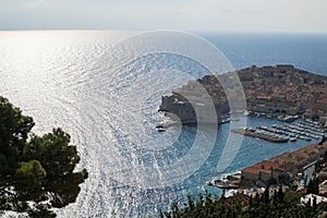 View onto Old Town of Dubrovnik with Harbor from Lookout Point