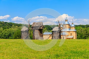 View of Open-air Museum of Folk Architecture and Folkways of Ukraine in Pyrohiv Pirogovo village near Kiev, Ukraine