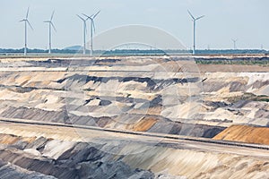 View at open pit mine Hambach with brown coal digging.