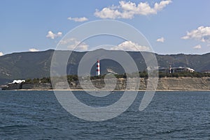 View from open sea to the Cape Thick Gelendzhik Bay photo