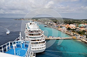 View of Oranjestad from cruise ship photo