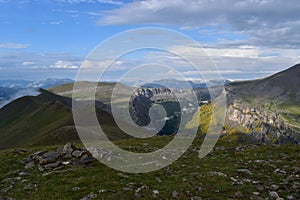 View of Ordesa Valley from Arrablo peak in Spain in the Pyrenees