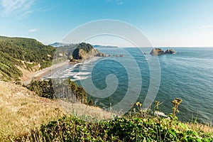 View of the Oregon coast and Three Arch Rocks