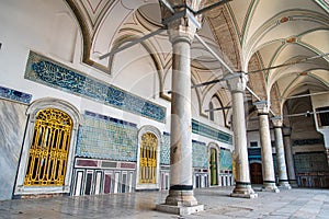 View of oriental hall inside Topkapi Palace in Istanbul