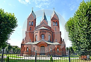 View of the Orthodox Church of the Archangel Michael former Protestant reformed church of Insterburg, 1890. Chernyakhovsk,