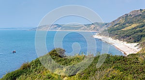 View from Osmington Mills of the coast of Dorset England UK between Weymouth and Lulworth Cove