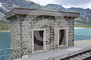 View of Ospizio Bernina train station