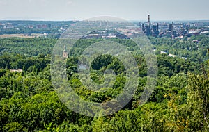 View of Ostrava city with old industrial area in the distan