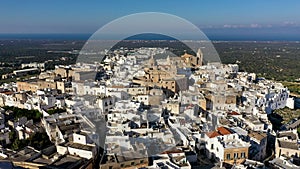View of Ostuni white town, Brindisi, Puglia (Apulia), Italy, Europe. Old Town is Ostuni's citadel.