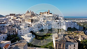 View of Ostuni white town, Brindisi, Puglia (Apulia), Italy, Europe. Old Town is Ostuni's citadel.