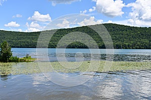 View of Otsego Lake from Sam Smiths Boatyard in Cooperstown, New York