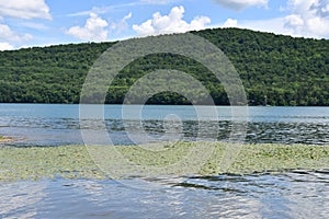 View of Otsego Lake from Sam Smiths Boatyard in Cooperstown, New York