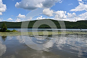 View of Otsego Lake from Sam Smiths Boatyard in Cooperstown, New York