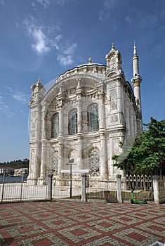 View of the Ottoman Neo-Baroque style Ortakoy Mosque. Istanbul, Turkey