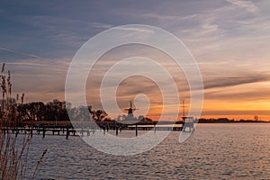 View of the Oude Veer marina and Windmill Leonide in Anna Paulowna