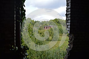 View out of an broken window frame in Fort de la Chartreuse