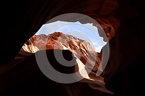 View Out of a Red Rock Slot Canyon photo