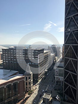 View out of a skyscraper in Boston Massachusetts, USA
