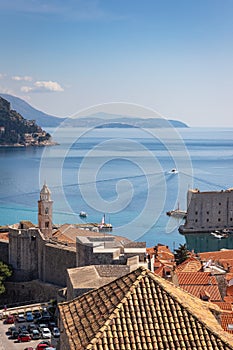 View out to the Adriatic sea in Dubrovnik, Croatia