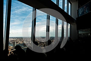 View out of window from a skyscraper in Manhattan, New York City