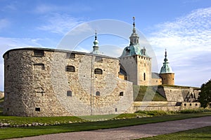 View of the outer front of the old castle in Kalmar, swedish town