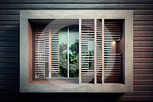 view of the outside world through window louver and open windows