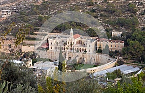 View  from the outskirts of Bethlehem to the Arthas monastery in the Bethlehem in the Palestinian Authority, Israel