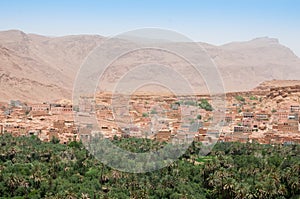 View over the ancient city and oasis of Tinerhir in Morocco