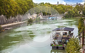 View over the Arno river in Rome Lazio Italy