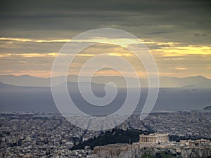 view over Athens with acropolis