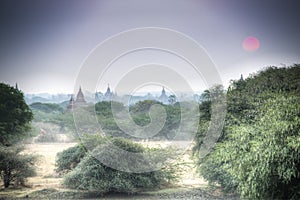 View over the Bagan temples in Myanmar