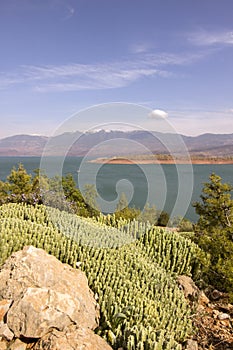 View over Barrage Bin El-Ouidane lake, high Atlas.