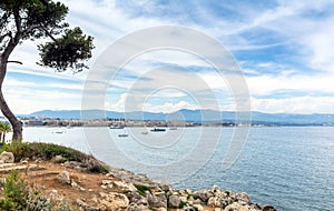 View over the bay from Cap d`Antibes, Antibes.