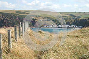 View over bay towards Pennan, Scotland