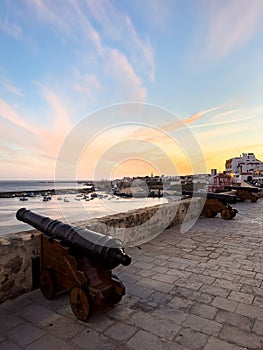 Sunset view over the beach called Praia Da Vasco da Gama in Sines, Portugal