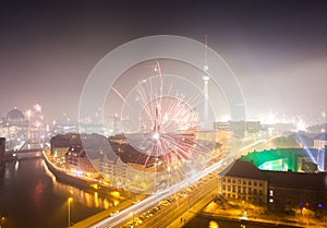 View over Berlin on New Years Eve 2013